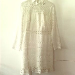 Long sleeve high neck lace dress